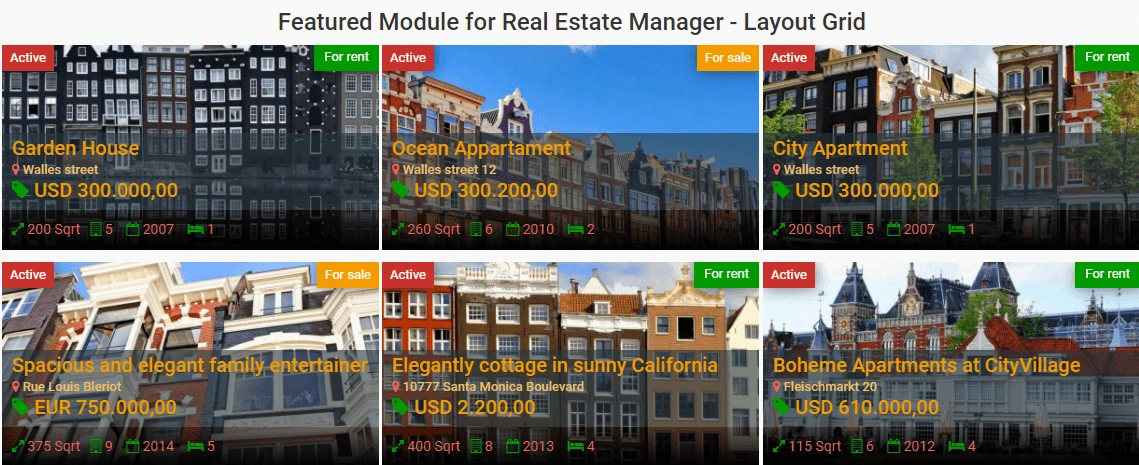 classic real estate joomla template items