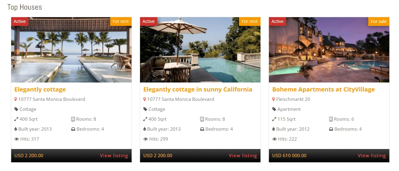 real estate joomla template top houses