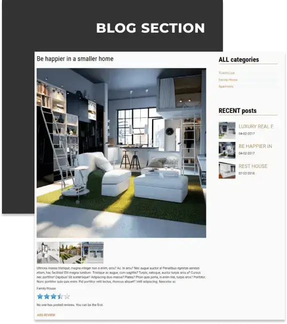 dream house free real estate template blog section