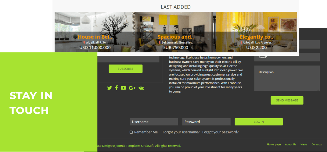 joomla real estate template stay in touch