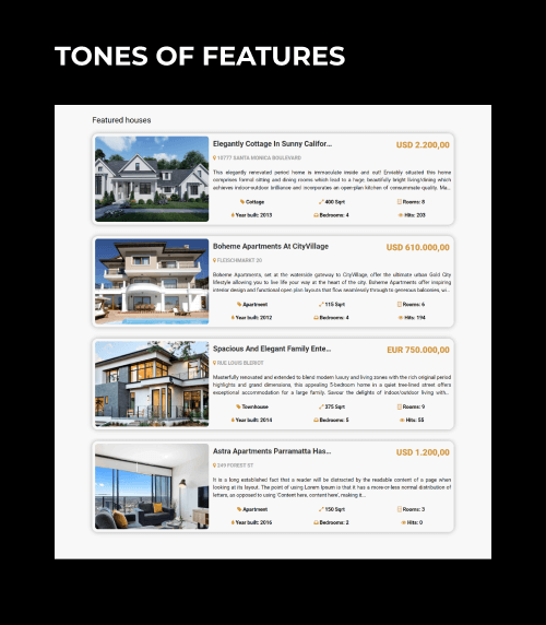 apartment website template real estate features
