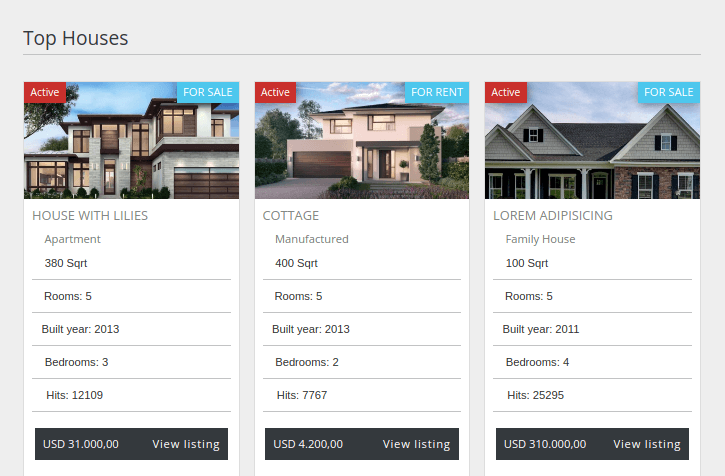 real estate website template top houses