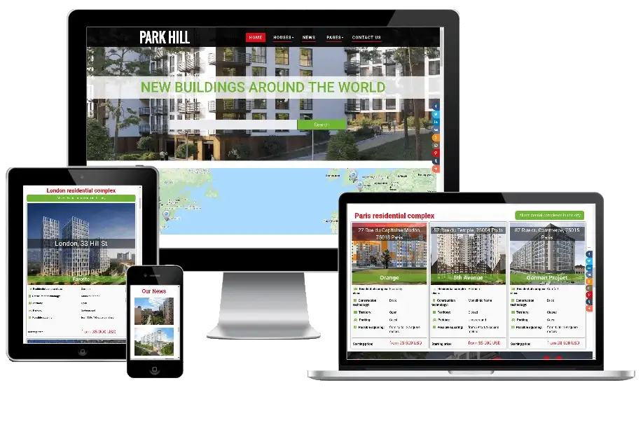 responsive Real Estate Landing Page Template, Park Hill