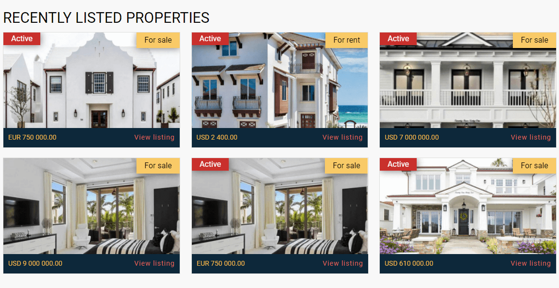 property website template recently listed