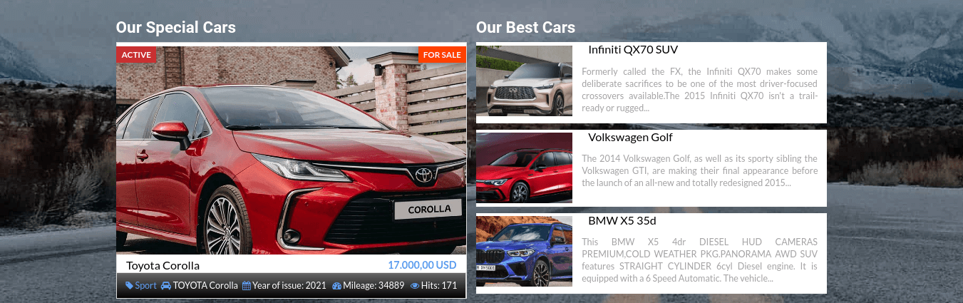 Car Dealer Website Template special cars