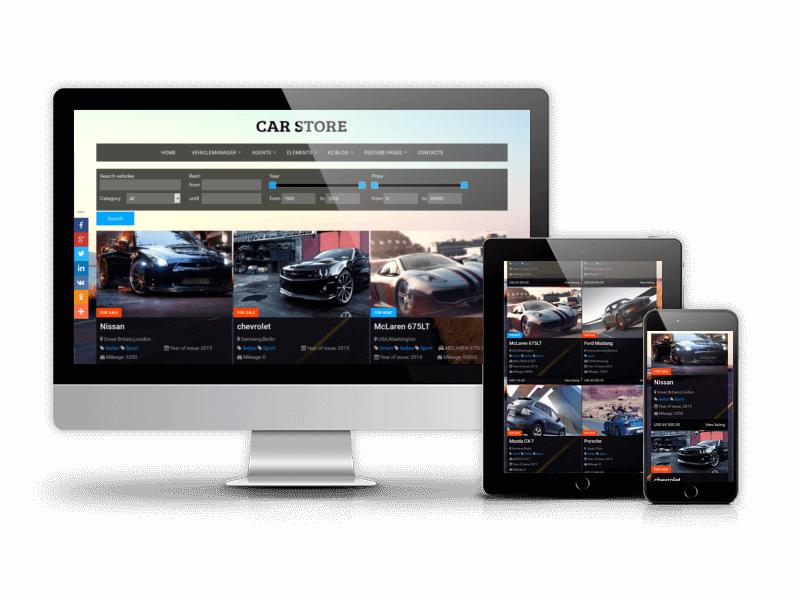 vehicle template for sell car website and rental car website