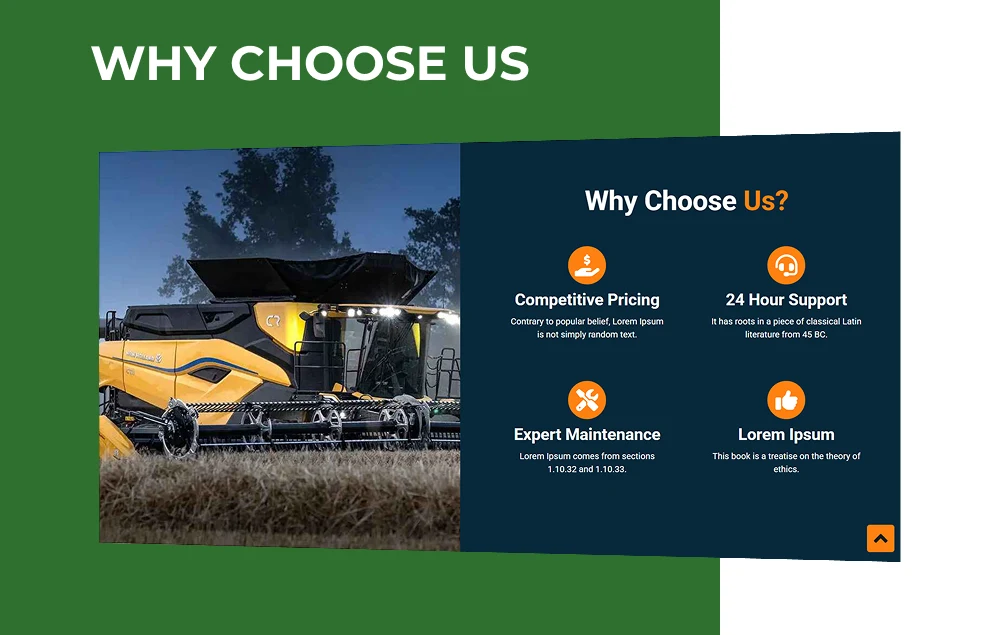 farm machinery website template why choose us