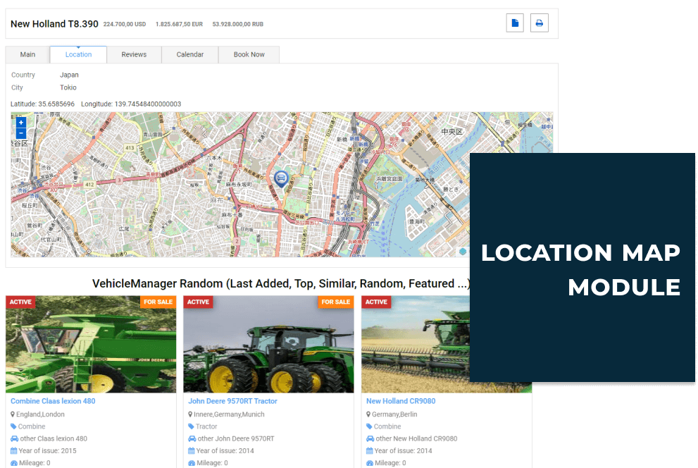 machinery website template map