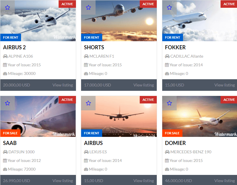 Airline Website Template items