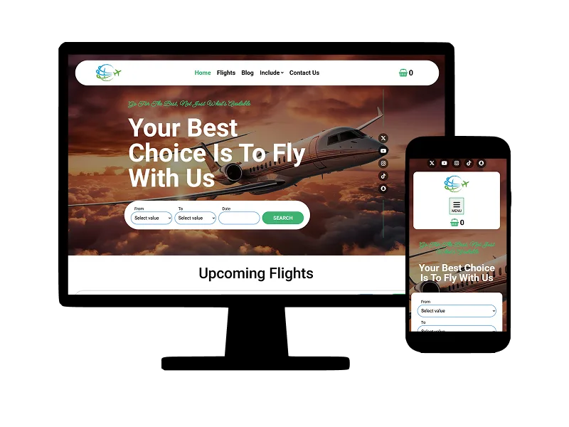 Jet Charter Flights, Airline Website Template
