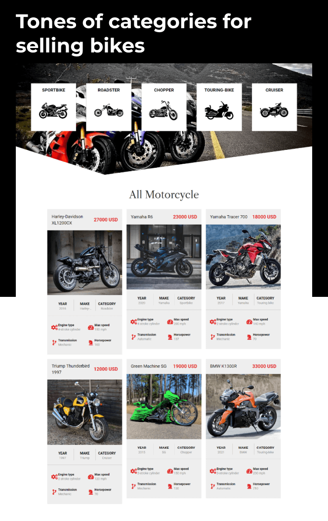 keymoto bike website template categories