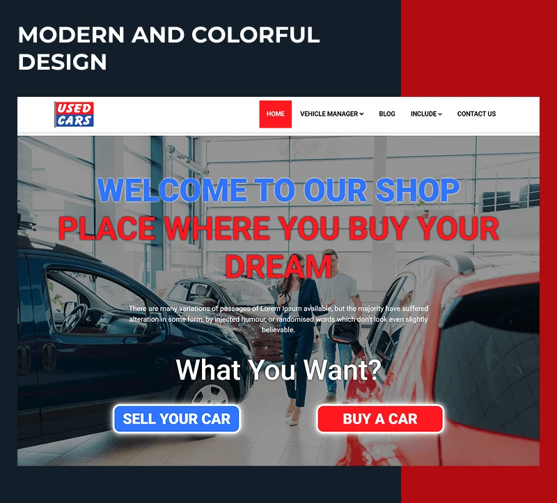 used cars automotive joomla template design