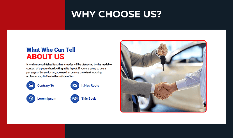 used cars automotive joomla template why choose us