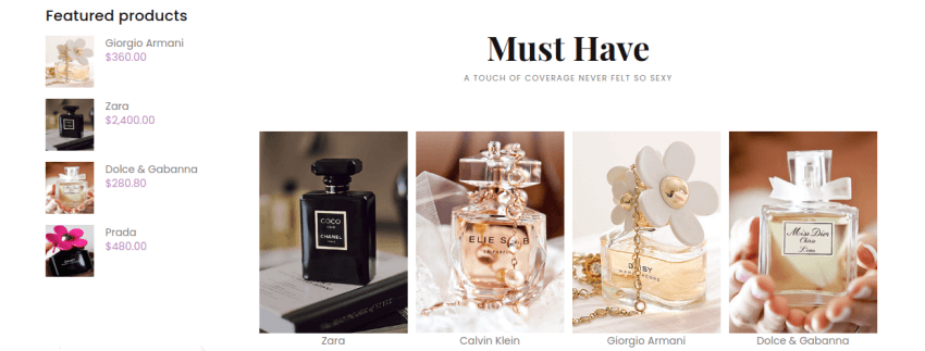best sales, perfume shop site template