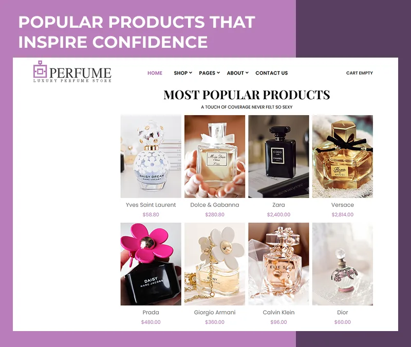 perfume shop joomla template popular products