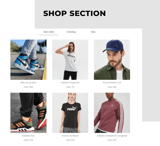 sport store website template shop