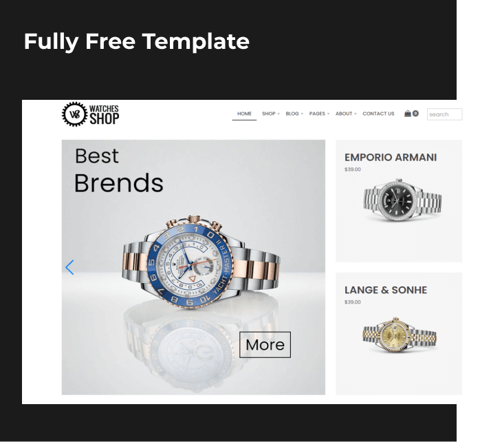 watches shop free joomla template main slider