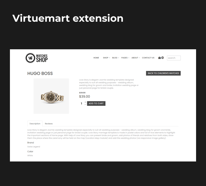 watches shop free joomla template virtuemart