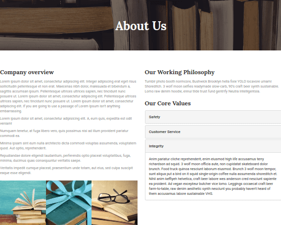 library website template about us