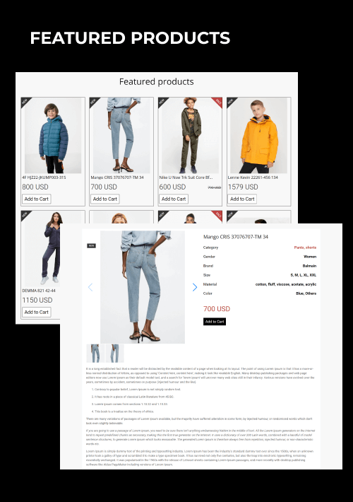 fashion store website template featured products