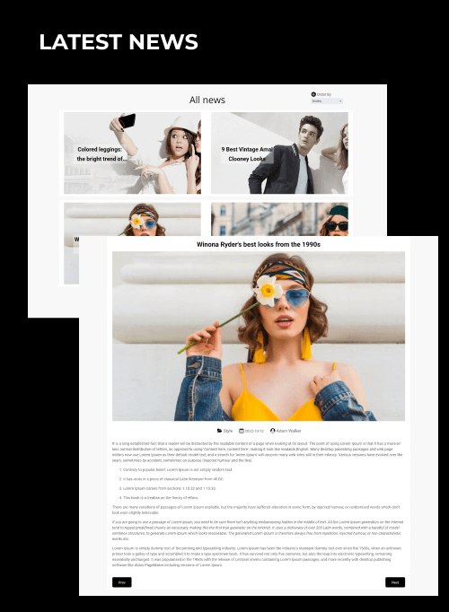 fashion store website template news