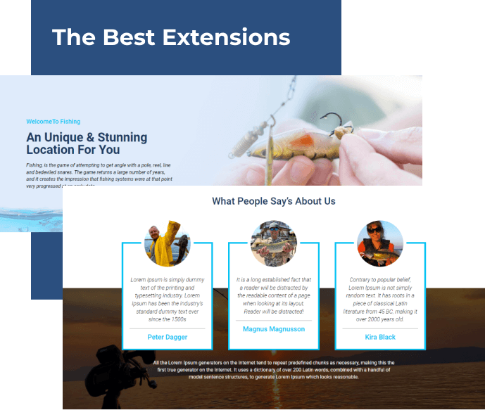 fishing website template extensions