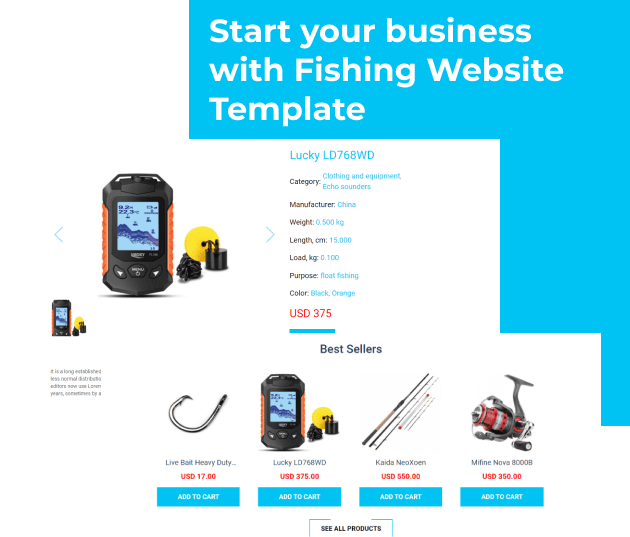 fishing website template start your business
