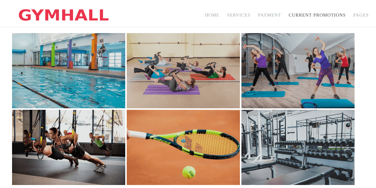 Gym hall - joomla sport template, for create fitness gym club website,section current promotions