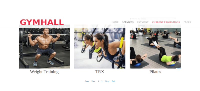 Gym hall - joomla sport template, for create fitness gym club website,section services