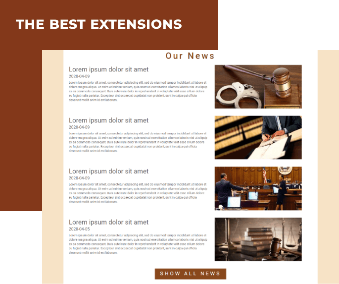 justice lawyer website template extensions