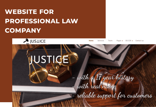 justice lawyer website template for law company