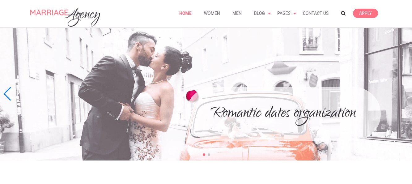 wedding website template slider