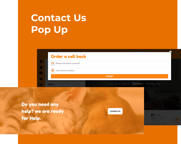 pet shop website template pop up