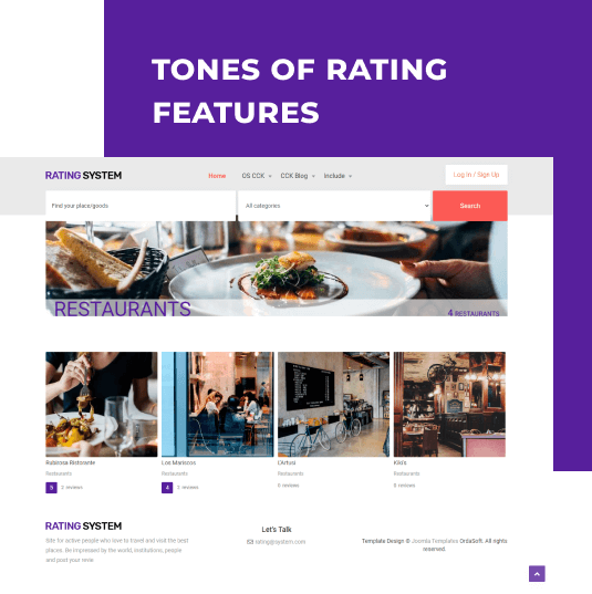 rating website template features