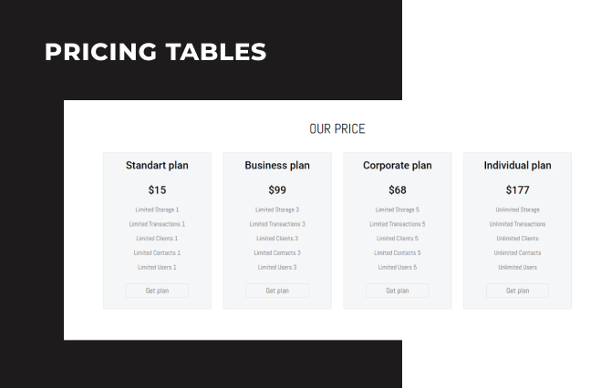 section Free Joomla Portfolio Template pricing