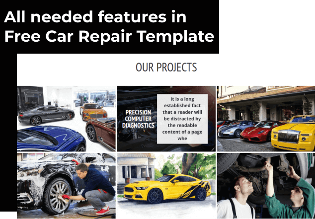 car repair website template all features