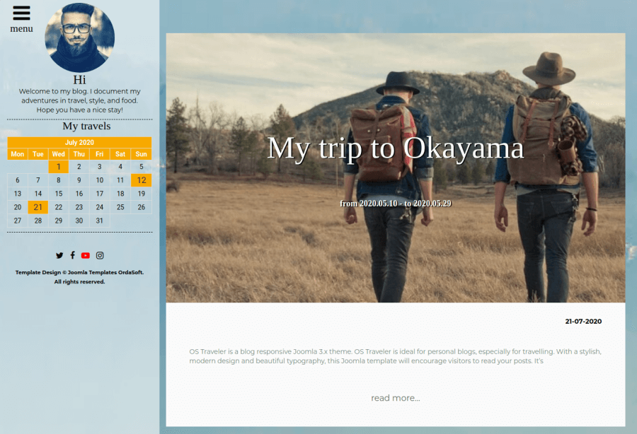 Information about Blogger in Traveler - Blog Joomla Template