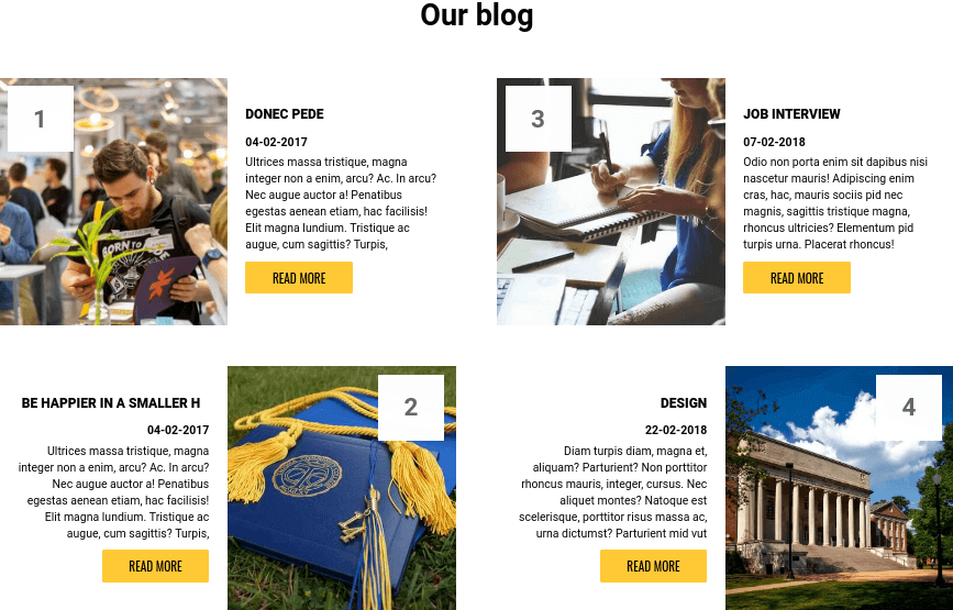 university website template blog