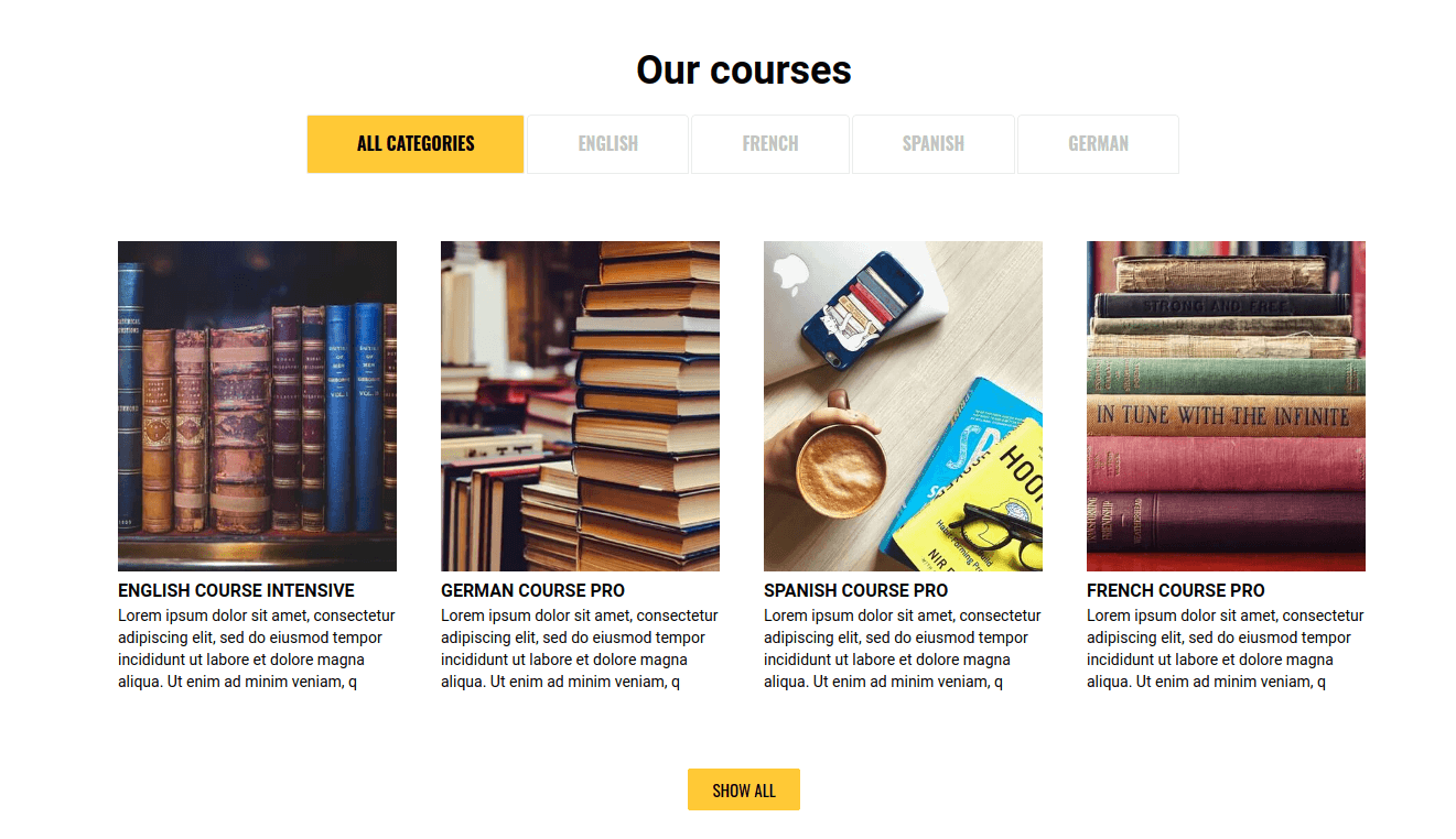 web university, education website template, section best courses