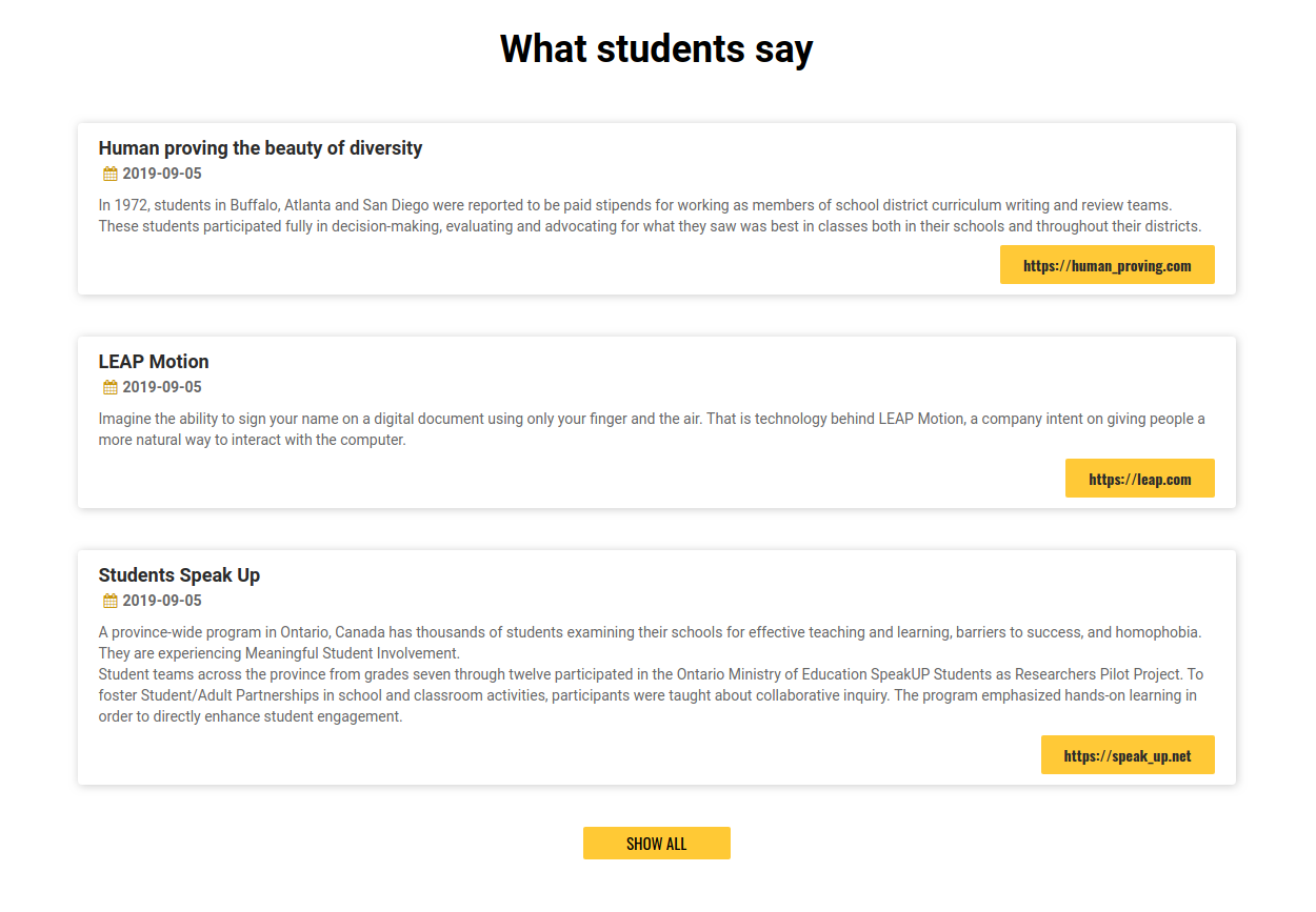 web university, education website template, testimonials about university