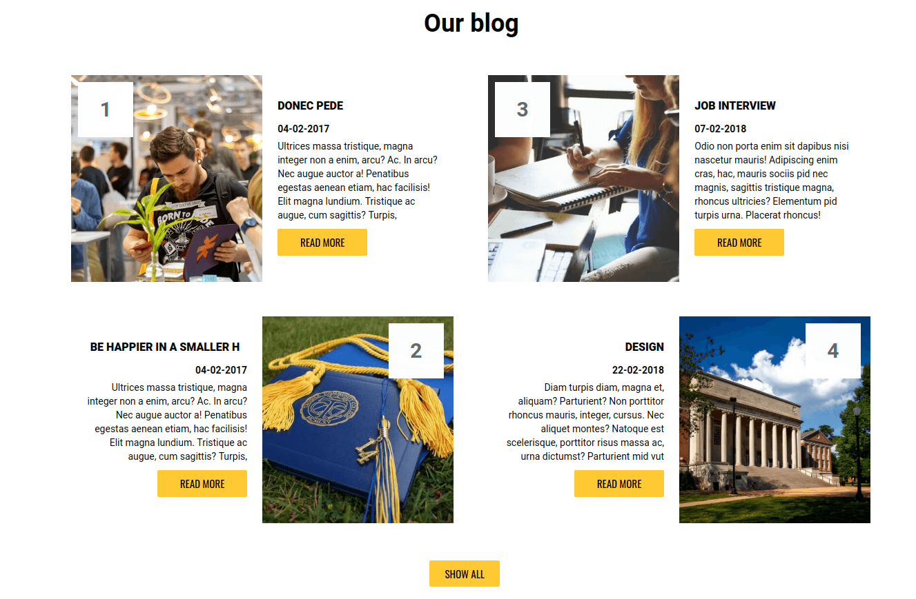 education website template, university blog