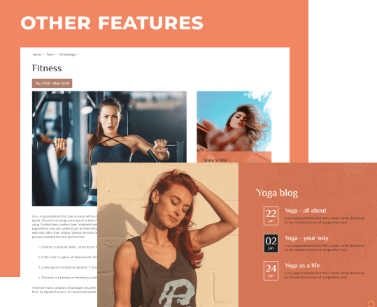yoga website template features