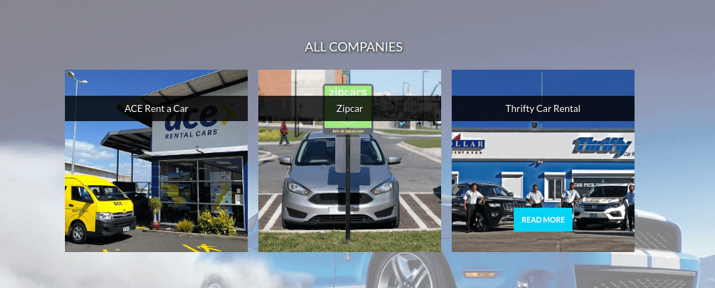 car rental website template companies