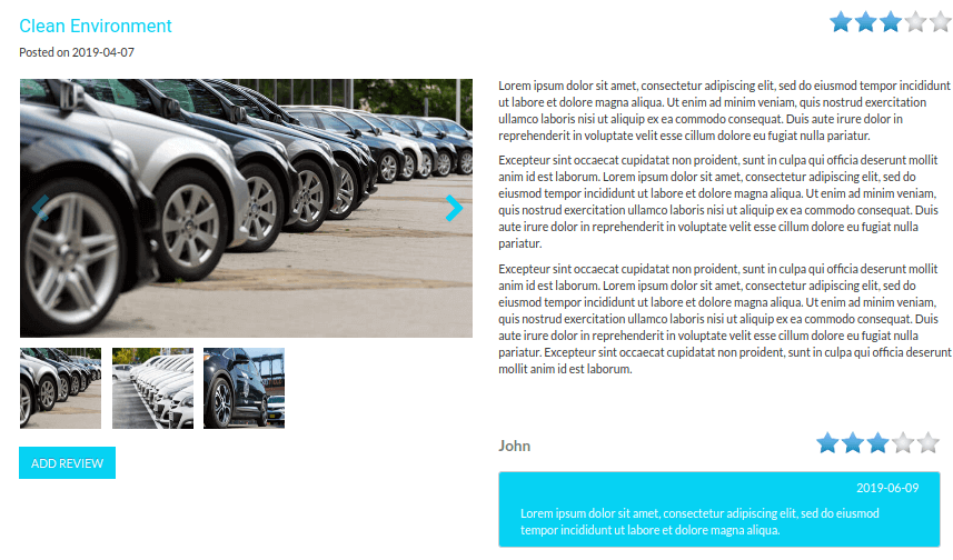 car rental website template post