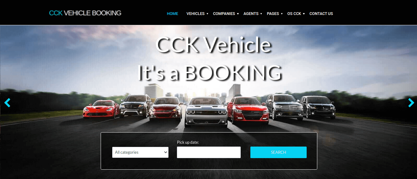 car rental website template slider