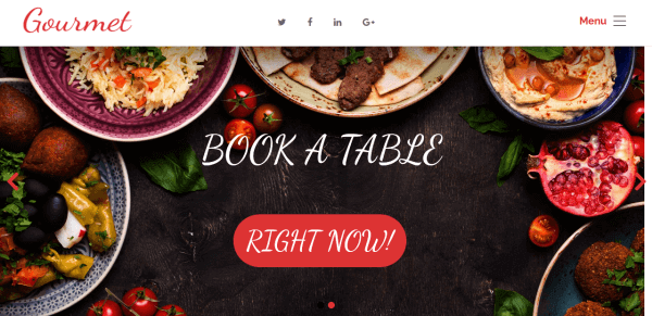 Image slideshow with Book a table button in Resraurant website template