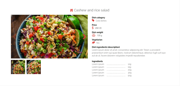 One restaurant dish in Gourmet, restaurant website template