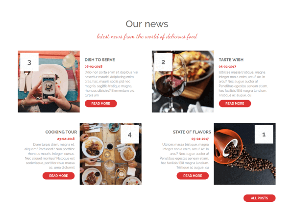 restaurant news in restaurant website template