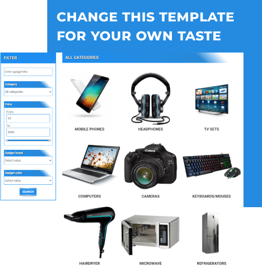 gadgets store ecommerce joomla template change for your taste