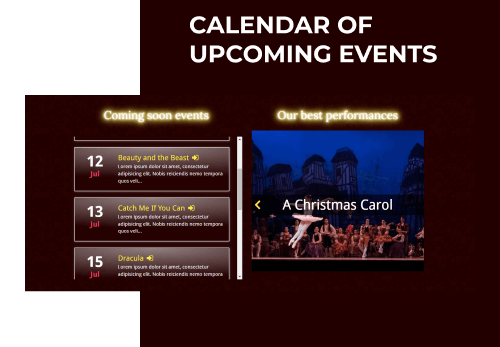 legend theater website template events